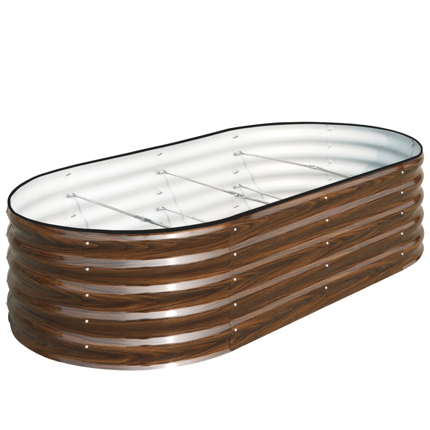 SnugNiture Galvanized Raised Garden Bed, 6x3x1.5ft Oval Metal Planter Box for Planting Outdoor Plants Vegetables