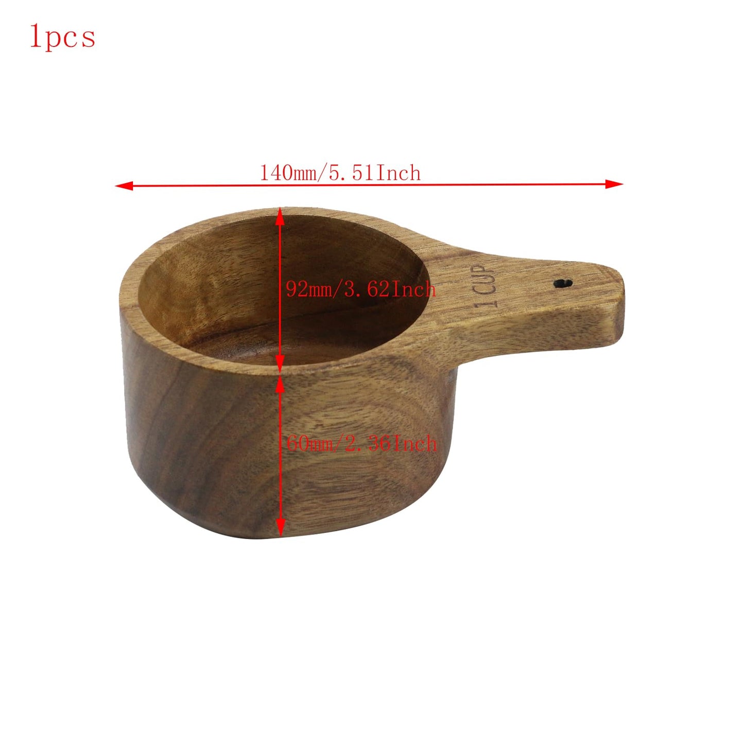 Mewutal 1PCS 1 Wooden Measuring Cup and Measuring Spoon Kit for Baking Cooking Spice Coffee Tea Milk Powder