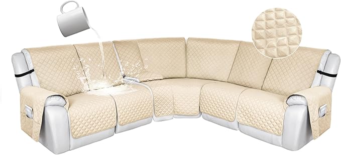 HDCAXKJ 100% Waterproof Reclining Sectional Couch Covers L Shape Recliner Sofa