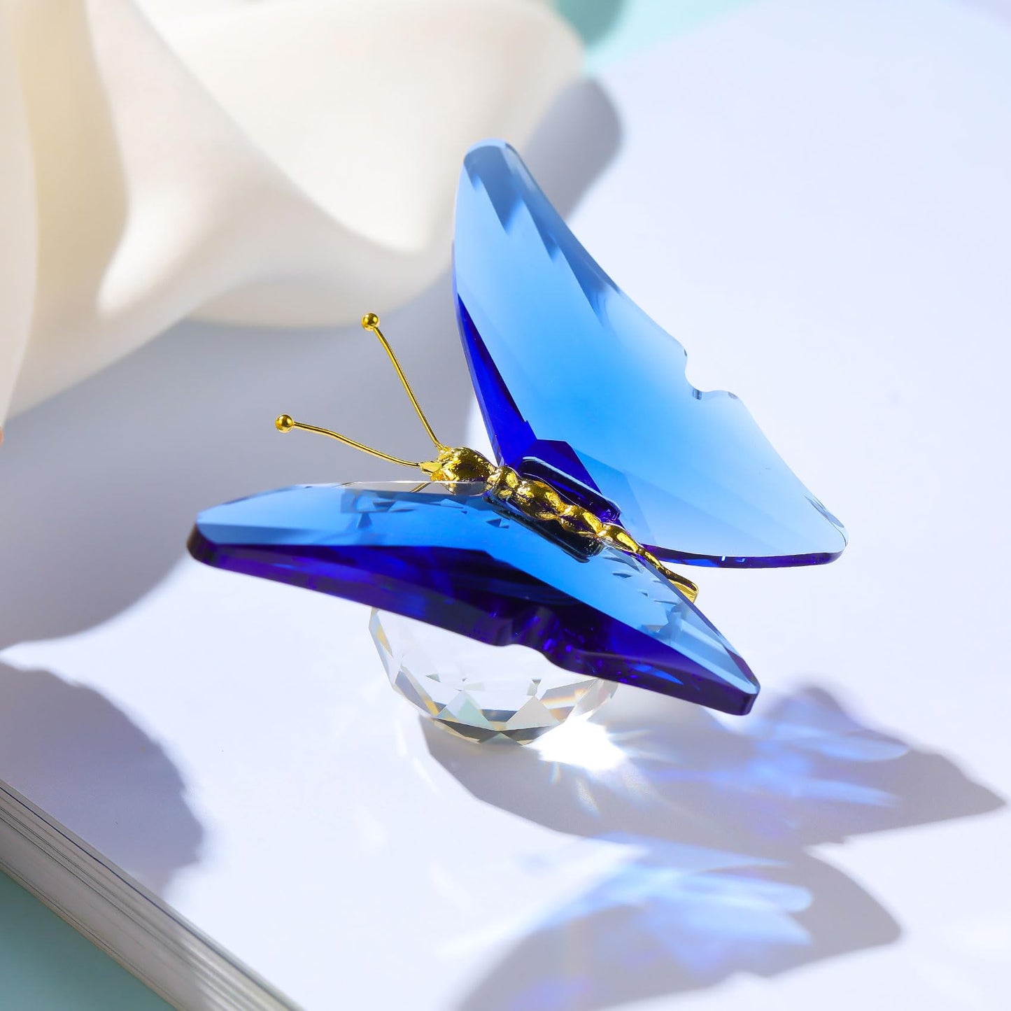 Movdyka Crystal Butterfly Gifts for Women Blue Glass Figurine Home Decor