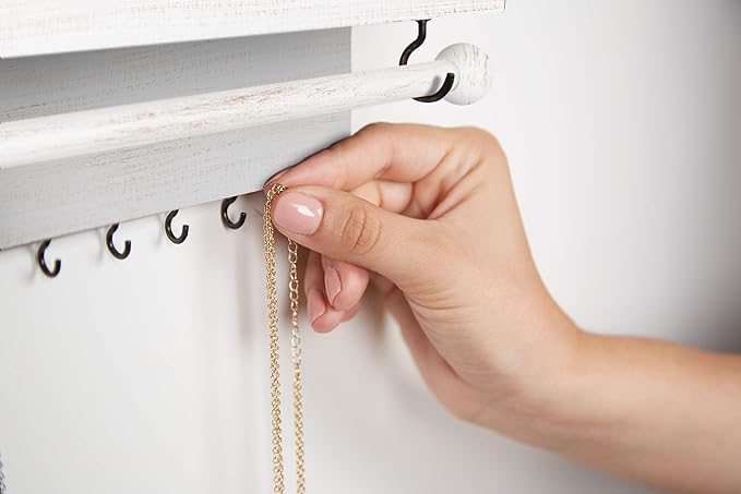 Rustic White Necklace Jewelry Organizer