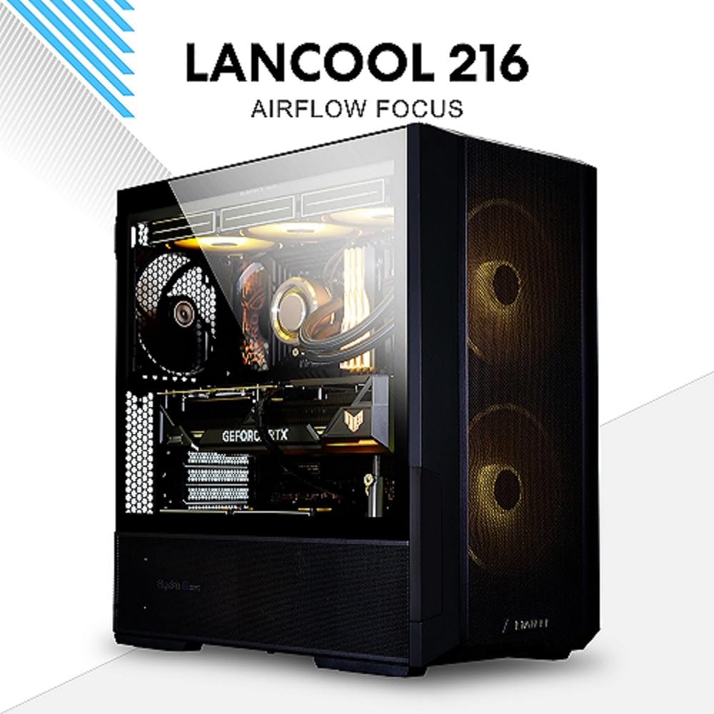 Lian Li LANCOOL 216 RGB Mid-Tower PC Case, Black - High Airflow Design with ARGB Fans