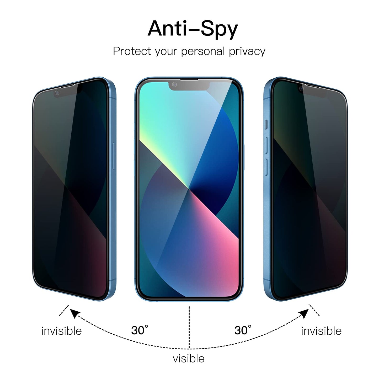 JETech Privacy Full Coverage Screen Protector for iPhone 16e 2025, iPhone 13/13 Pro 6.1-Inch, Anti-Spy Tempered Glass Film, Edge to Edge Protection Case-Friendly, 2-Pack