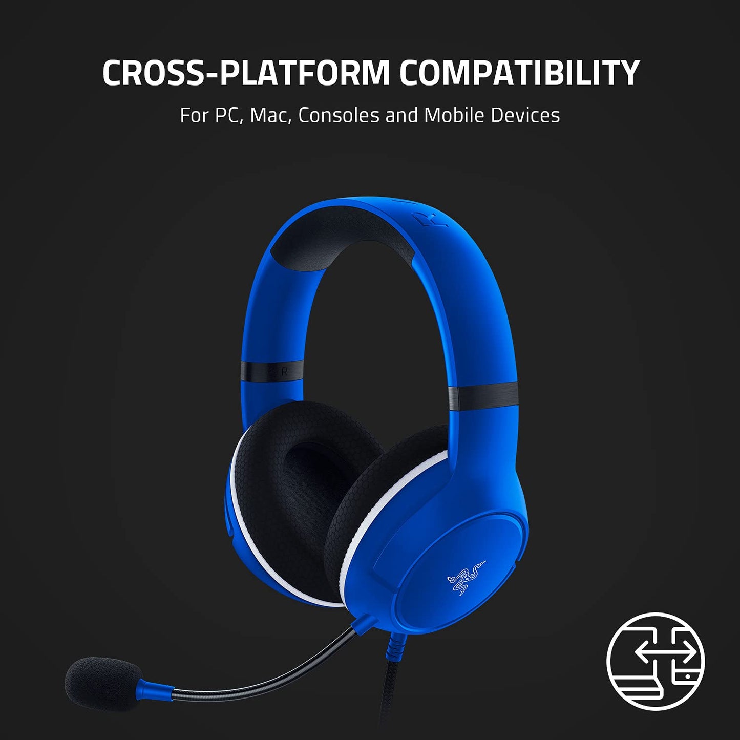 Razer Kaira X Wired Headset for Xbox Series X|S, Xbox One, PC, Mac & Mobile Devices: Triforce 50mm Drivers - HyperClear Cardioid Mic - Memory Foam Ear Cushions - On-Headset Controls - Shock Blue