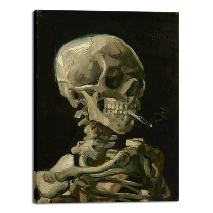 Wieco Art Skull of a Skeleton with Burning Cigarette, 1886 by Vincent Van Gogh Canvas Wall Art for Home Decor and Wall Decor Post-impressionism Canvas Prints Pictures Artwork