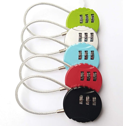 ZPLIUST 3-Digit Cable Luggage Locks Re-settable Combination, Alloy Body Color Locks (Black, Silver, Green, red, Blue (5 Pack))