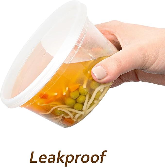 DuraHome Deli Containers with Lids 12 oz. Leakproof 40 Pack BPA-Free Plastic