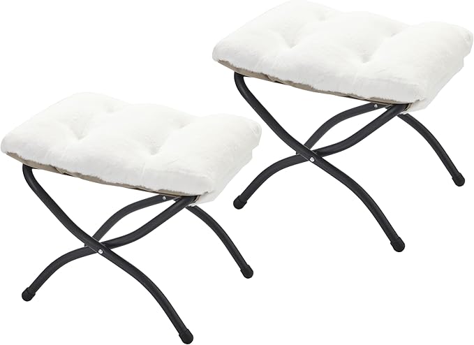 15" Folding Ottoman, Foldable Footrest Stool, Small Foot Stool