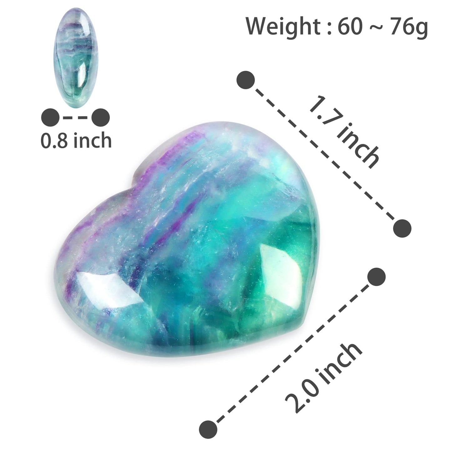 Artistone 2 Inch Rainbow Fluorite Crystal Heart Healing Crystals Heart Stones Polished Pocket Love Gemstones Chakra Reiki Energy Balancing Meditation Massag Gift