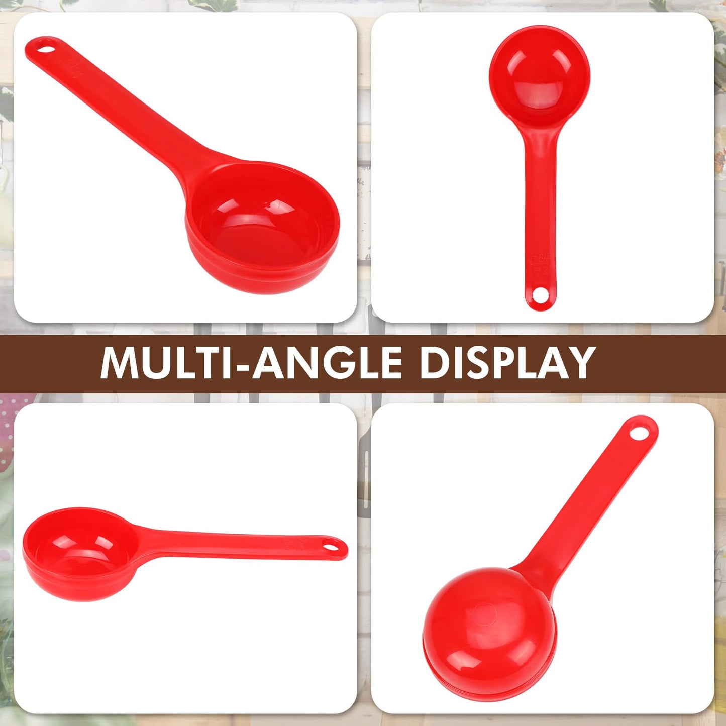 Teenyyou 10 Pcs 2 oz Foodservice Products Measure Spoon with Short Handle Measuring Scoop Miser Food Grade Solid Portion Control Spoon for Oatmeal Creatine Coffee Grains Spices Powders(Red)