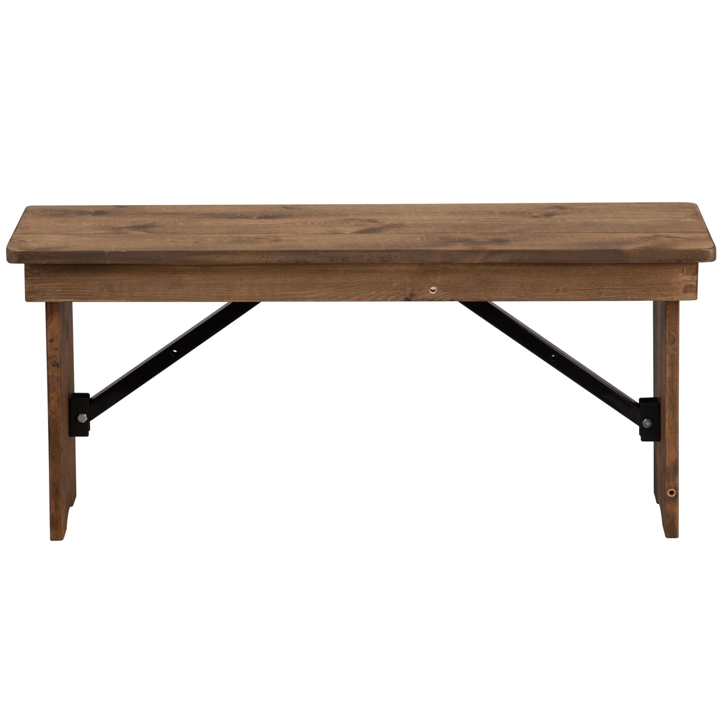 Flash Furniture Hercules Series 40" x 12" Commercial Grade Rustic Solid Pine Folding Bench, Antique Farmhouse Dining Bench, Seats up to 2 Adults