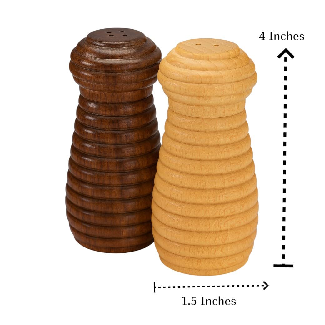 Frescorr - Wooden Salt & Pepper Shakers, Modern Farmhouse Kitchen Decor for Home Restaurants, Table Top Dinning Table Accessories (Set of 2)