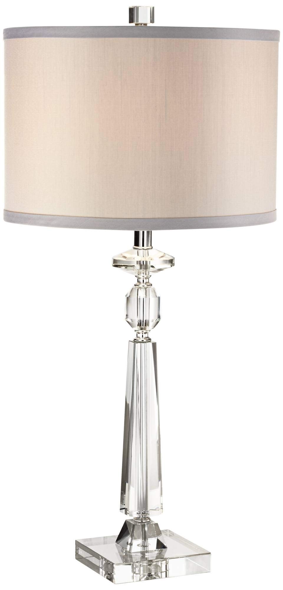 Vienna Full Spectrum Aline 26 1/2" Tall Traditional Table Lamp Clear Crystal Single Gray Shade Living Room Bedroom Bedside Nightstand House Office Home Reading Kitchen Entryway Console Family