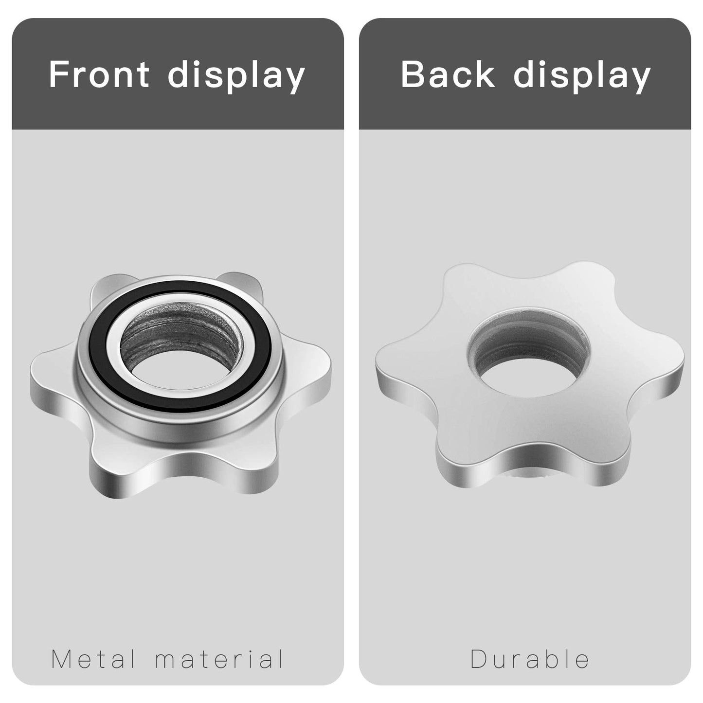 Lamoutor 2Pcs Anti-Slip Hex Nut 25mm Collar Screw for Barbell Dumbbell Weight Lifting (Silver 2pcs)