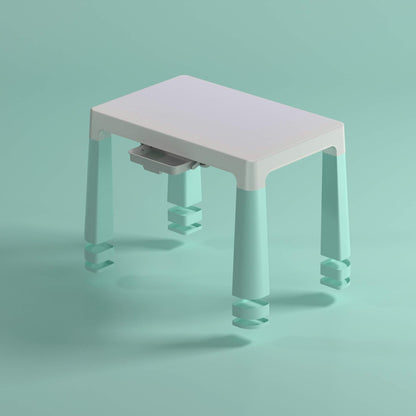 Liberty House Toys Kids Height Adjustable Table and 2 Chairs, Tough Durable Polypropylene, White and Forest Green, 49/54cm H x 50cm W x 78cm D,H490/ 540 x W780 x D500mm