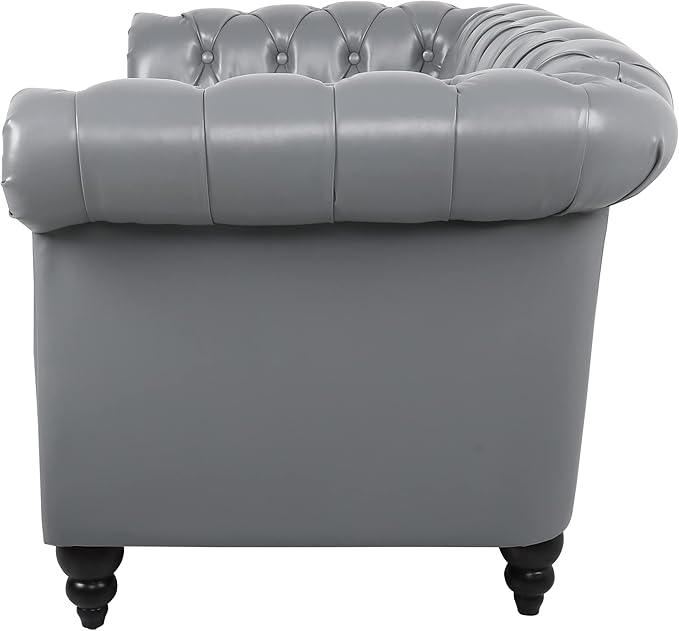 LEVNARY Leather Sofa, Chesterfield Tufted Upholstered 2 Seater Couch, Modern