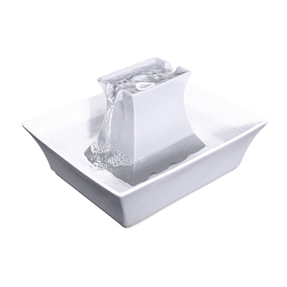 PetSafe Drinkwell Pagoda Ceramic Cat & Dog Water Fountain, 70oz Capacity, Encourages Hydration, Open Bowl Design, White