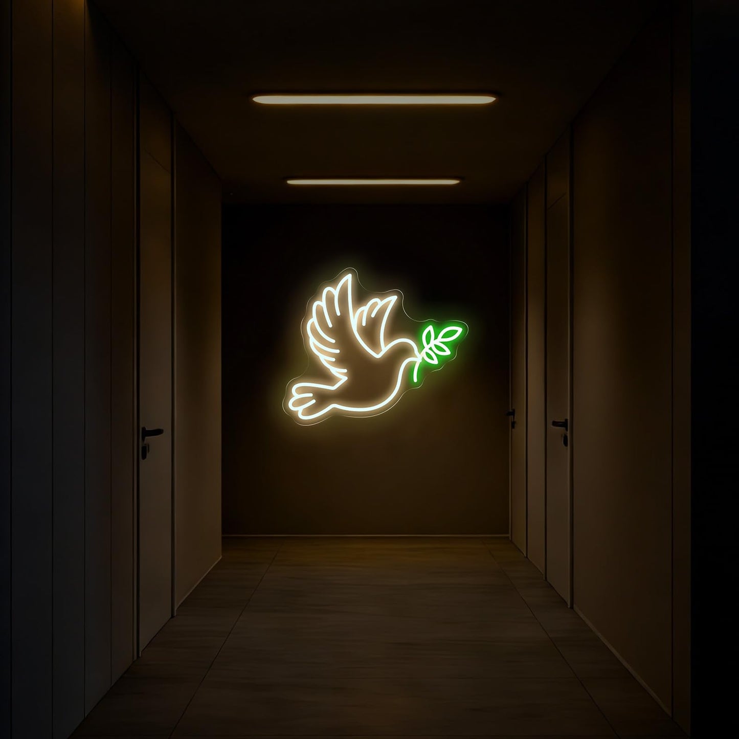 Dove of Peace Neon Sign, 15.7″ × 13.4″ Warm White Flying Pigeon with Olive Branch LED Light for Bedroom, Living Room, Meditation Space, Spiritual Decor, Personal Cave, Peace Dove Decor