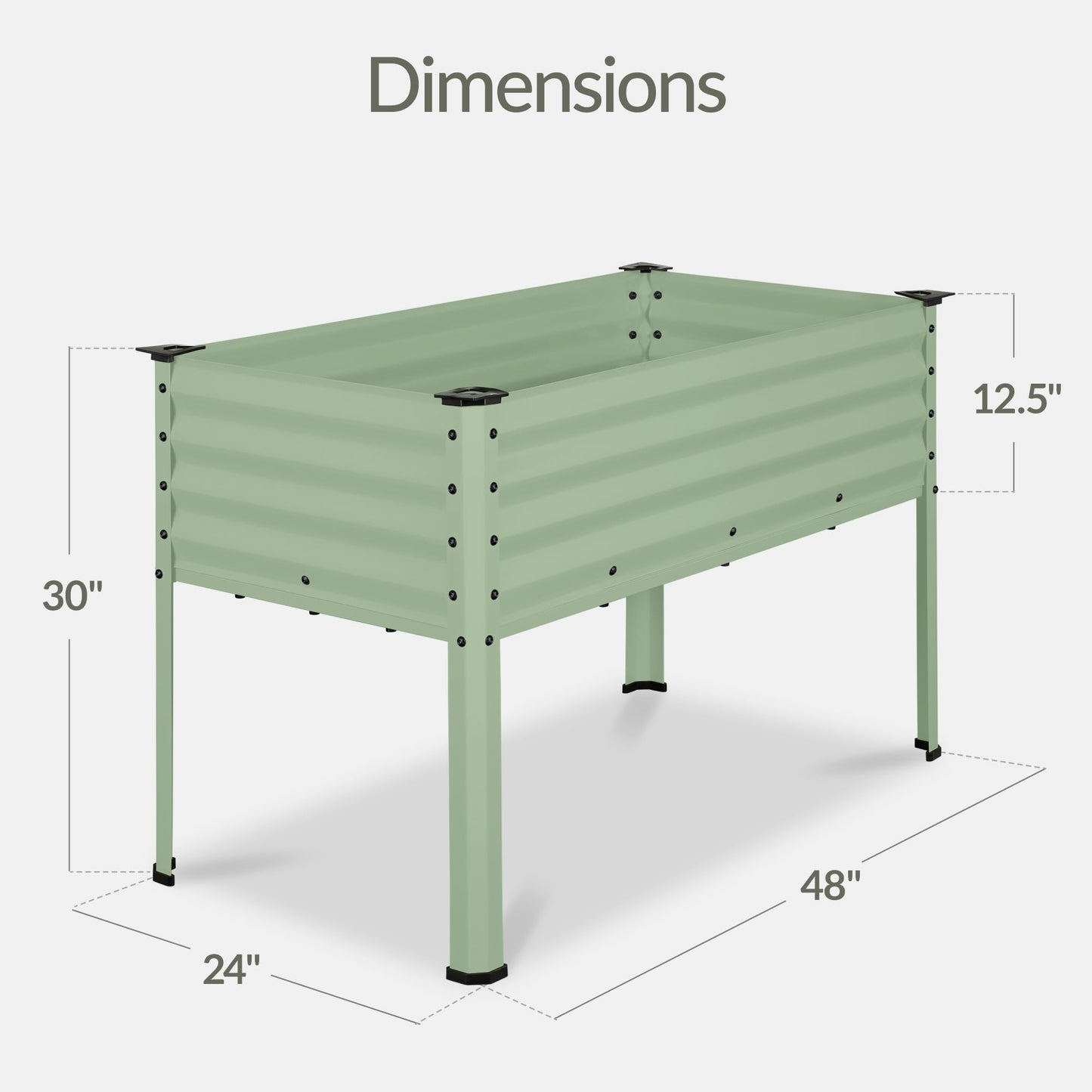 Best Choice Products 48x24x30in Galvanized Raised Garden Bed, Metal Elevated Planter Box, Vegetable Garden for Backyard, Patio, Balcony, 100% Non Toxic Materials - Sage Green