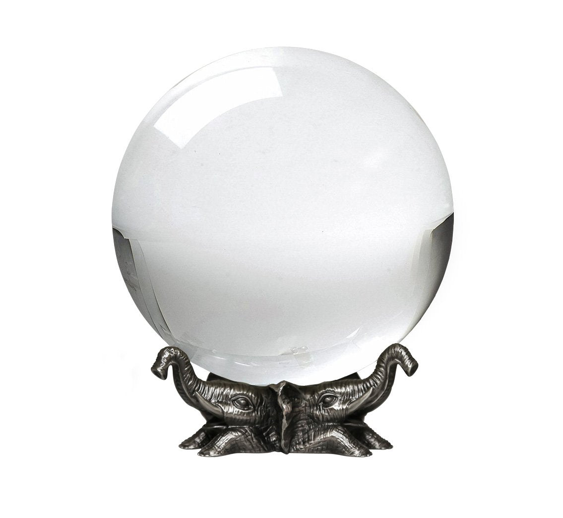 Amlong Crystal 8 inch (200mm) Clear Crystal Ball with Elephant Stand