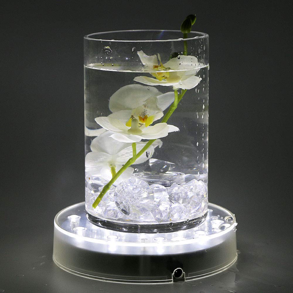 LARDUX Led Light Base - 6 Inch Round Display Pedestal Light Stand Plate Flat for 3D Crystal Cube Glass Art Acrylic Statues - USB Charge or Battery Powered