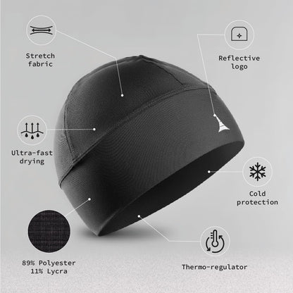 Helmet Liner Sweat Wicking Skull Cap Beanie. Ultimate Performance Moisture Wicking. Fits Under Helmets American Black