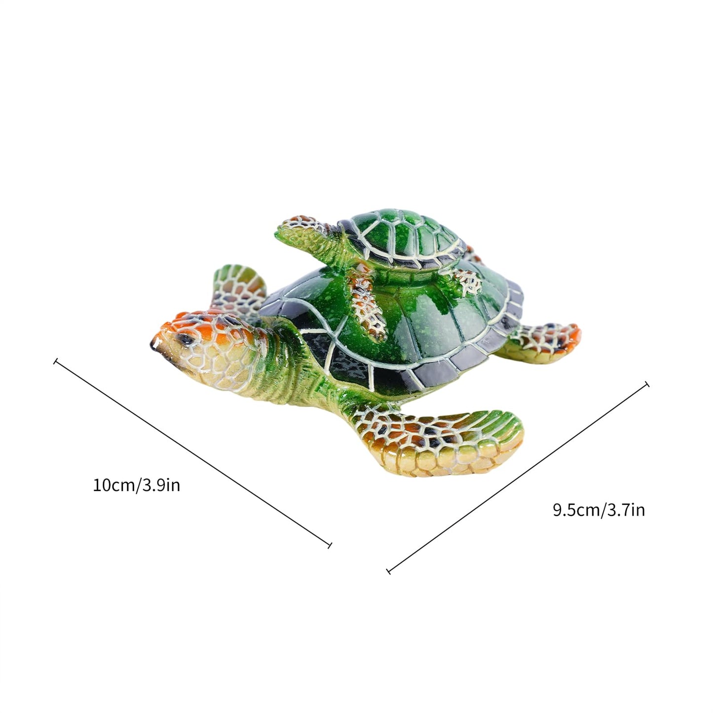 Brizoria Sea Turtle Decor Collectible Figurines with Baby Resin Animal Statue Blue Green Ocean Themed Gift from The Sea Turtle Gifts for Women Men Tabletop Decorations Tortoise, Green