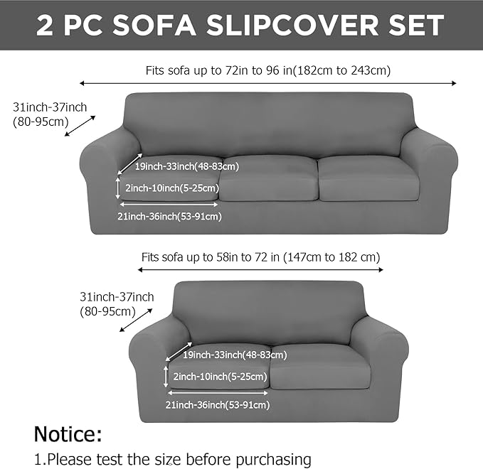 HunnmingRe Sofa Covers for 3 Cushion Couch Stretch Sofa and Loveseat Covers Set