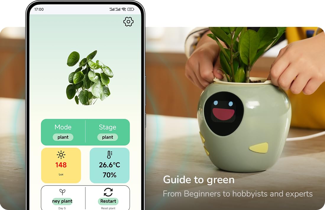 New 2026 Ai Smart Planter – Extra Large Interactive Plant Pot, Pet Plantagotchi, robot, Leafypod and Plantiboy, Robot Flower Pot with Feelings, Indoor Flowerpot with Water, Digital Gifts (Pink)