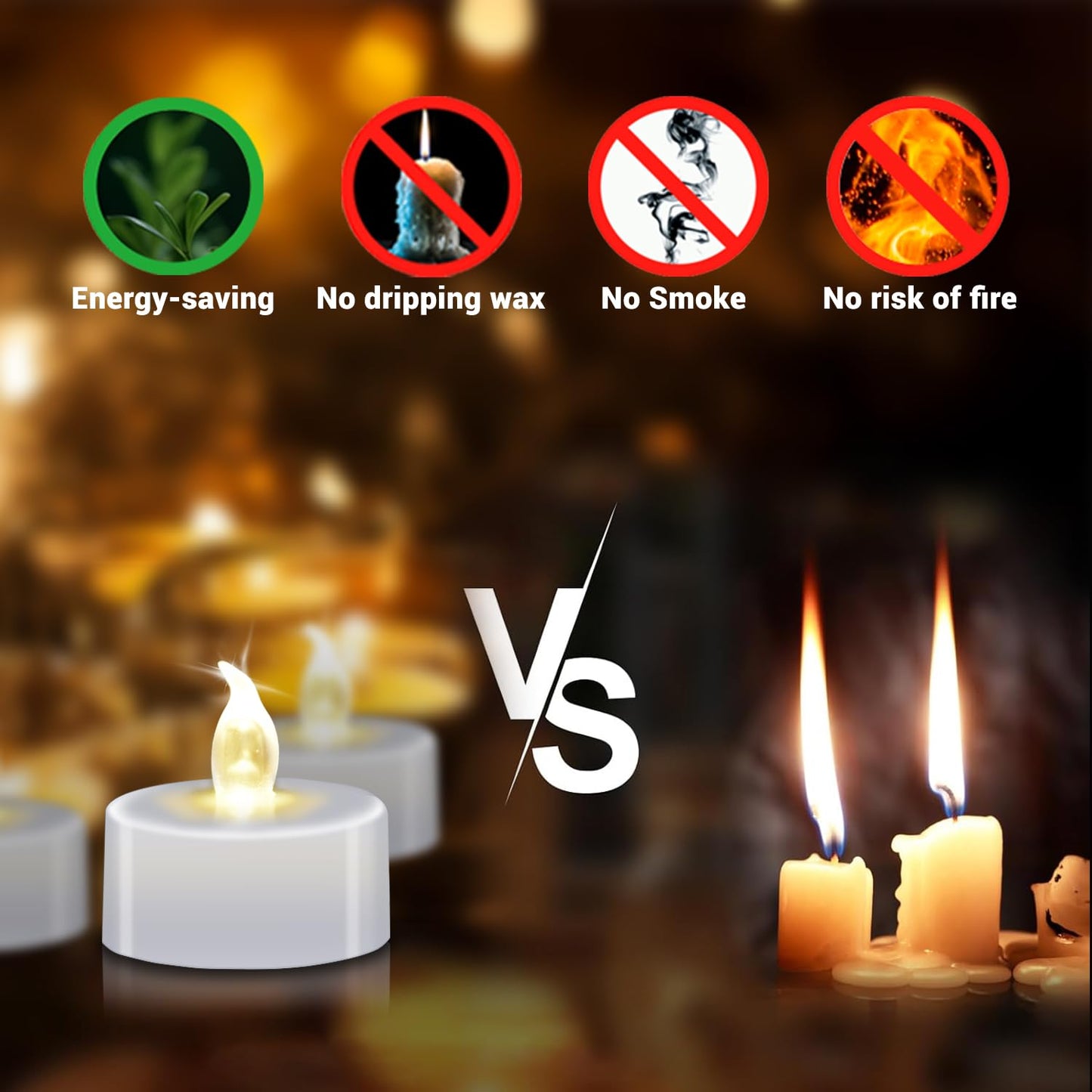 Candlium 50 Pack LED Tea Lights Bulk, 200+ Hours Long Lasting Battery Operated Flameless Candles for Wedding Centerpieces, Proposal Decorations, Valentine's Day & Event Decor (Warm White)