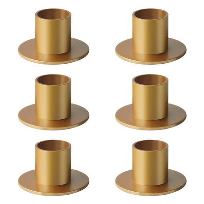 kehail Metal Taper Candle Holders Set - 2"×1" Elegant Candlestick Centerpieces for Table Decor, Wedding, Anniversary, Dinner Party (6, Gold)