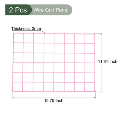 YOKIVE 2Pcs Iron Wire Grid Panel, Decorative Panels Board | Photo Pictures Display Holders Hanging Frame for Home Office (Pink, 16"x12")