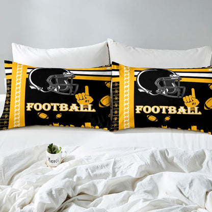 Feelyou Football Bed Sheets Set Boys Girls Full Size Rugby Sports Bedding Set Football City Fitted Sheet with 16 Inch Deep Pockets