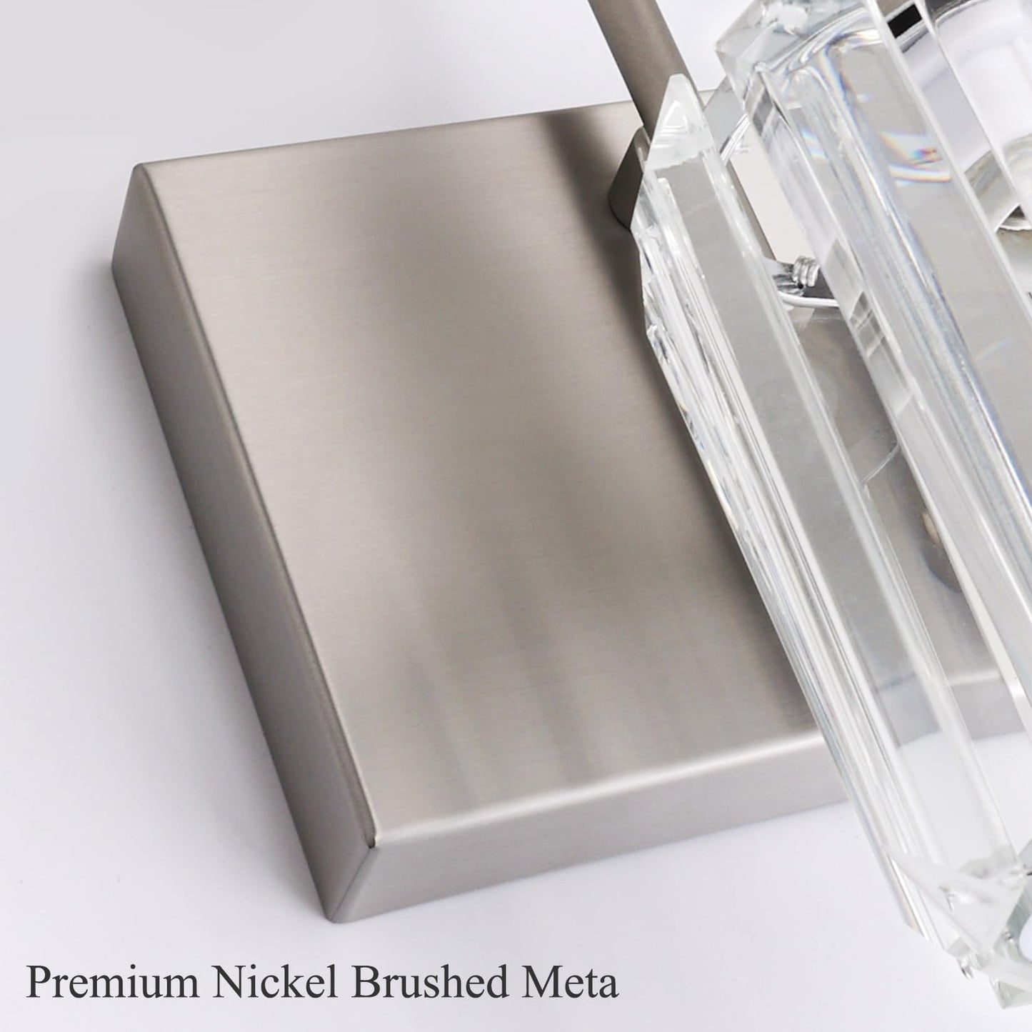 Ralbay 4-Light Crystal Vanity Light for Bathroom Brushed Nickel Modern Bathroom Light Fixtures