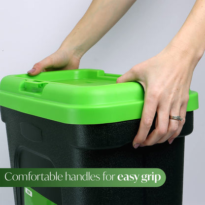 DIVCHI 30L Pet Food Storage Container Flip Top Locking System With Integrated Scoop Plastic Birds Airtight Pet Dog Cat Animal Dry Food 15 KG Dispenser Bin Green