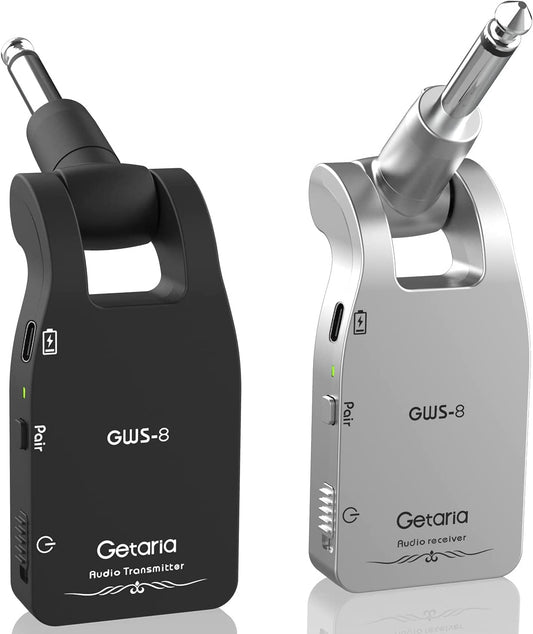 Getaria Wireless Guitar System 2.4GHz Wireless Guitar Transmitter Receiver Electric Guitar Wireless Rechargeable Lithium Battery Audio Guitar Wireless System