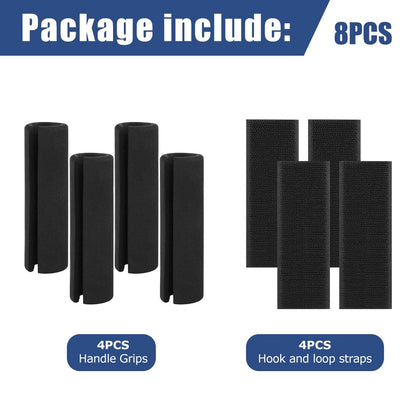 4 Pcs Foam Shock Absorbing Handle Grips - Hook and Loop Tape Wrap for Bicycle Fitness Equipment Strollers Garden Tools Home Exercise Handlebar Replacement