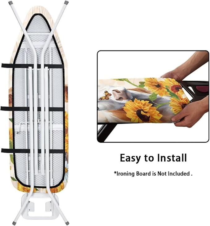 Sunflower Cow Ironing Board Cover and Pad Standard Full Size Iron Covers