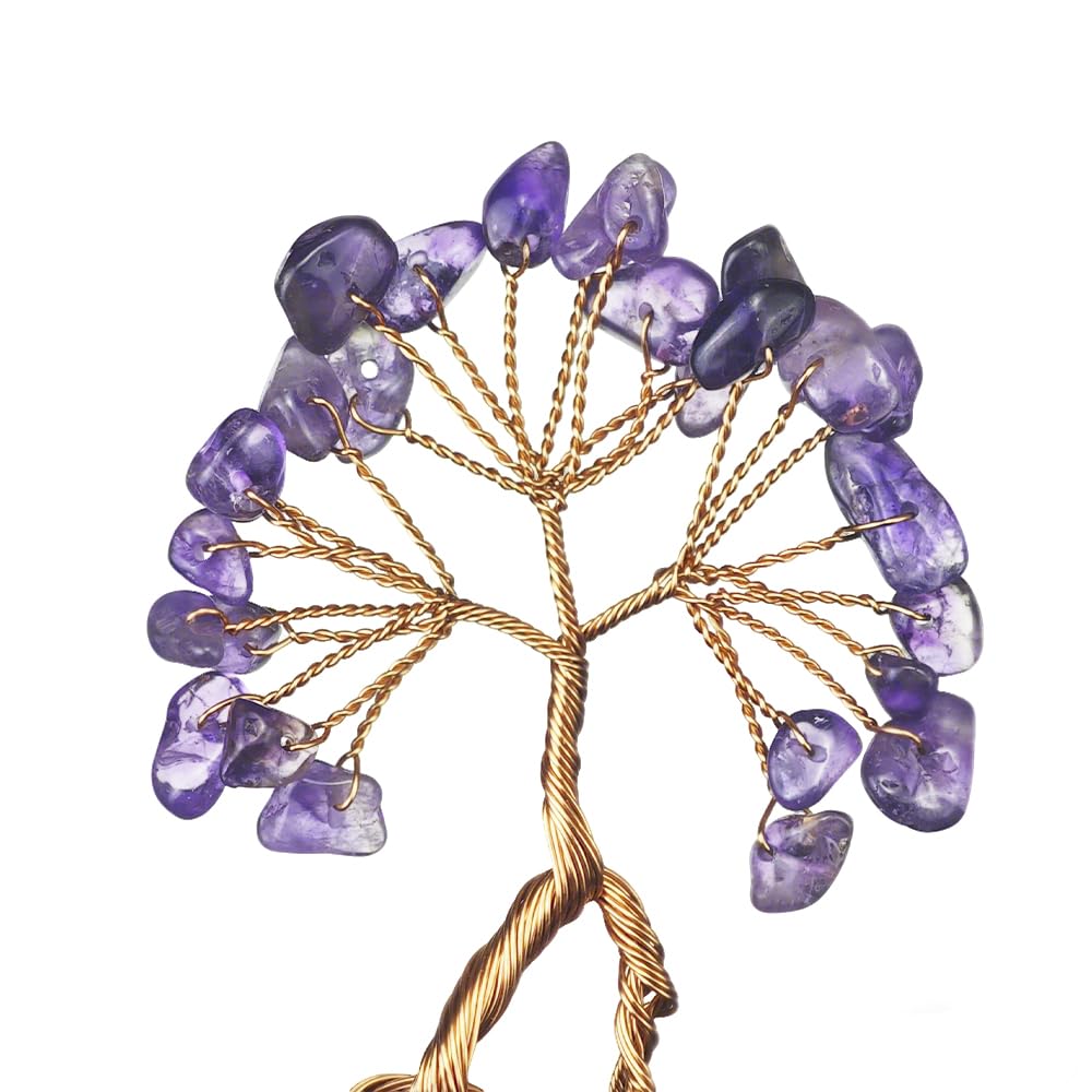 Natural Crystal Tree with Amethyst Cluster Base Tree of Life Home Decor for Shelf Bedroom Birthday Gifts Sister Gift Cute Home Office Decor Purple Crystal Crafts Housewarming Present