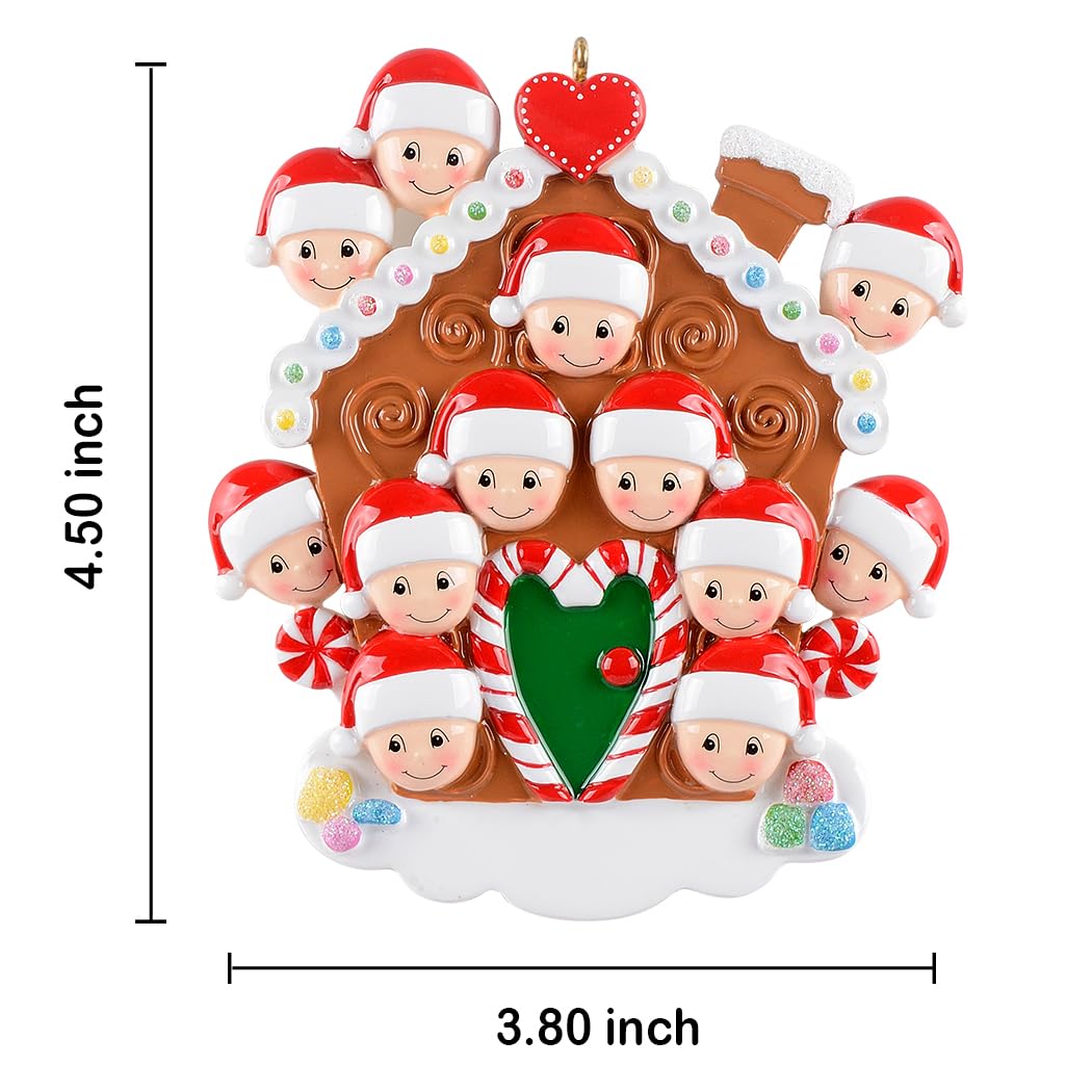 Personalized Large Family Christmas Ornament 2026 - Gingerbread House Family of 12 Christmas Ornament, Sweet Candy Cane Tree Decoration Gift for Grandchildren, Grandparents, and Holiday Celebration