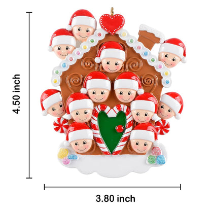 Personalized Large Family Christmas Ornament 2026 - Gingerbread House Family of 12 Christmas Ornament, Sweet Candy Cane Tree Decoration Gift for Grandchildren, Grandparents, and Holiday Celebration
