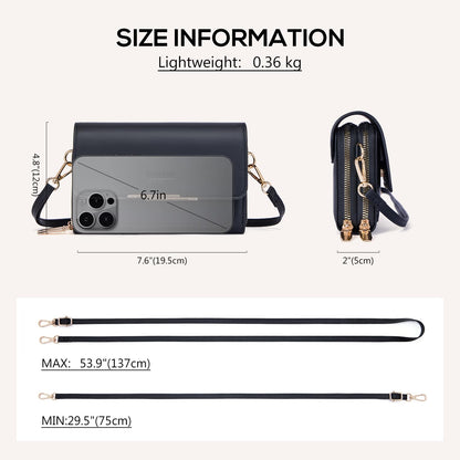 Roulens Small Crossbody Phone Bag for Women,PU Leather Mobile Phone Bags Card Holder Purse and Handbags,Shoulder Bag with Adjustable Strap