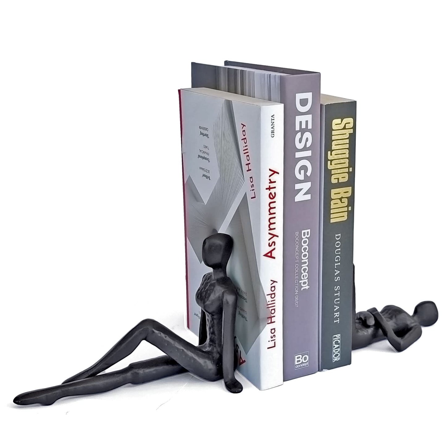 Ambipolar Yoga-Style Black Decorative Bookends, Cast Iron Book Stand to Hold Books Heavy Duty, Book Stoppers for Home Decor, Office Desk, Living Room Decor