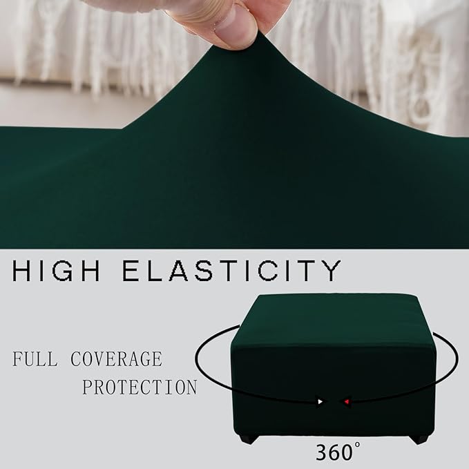 Super Stretch 40x40x15 inch Square Ottoman Cover- Soft Form Fit Ottoman Cover