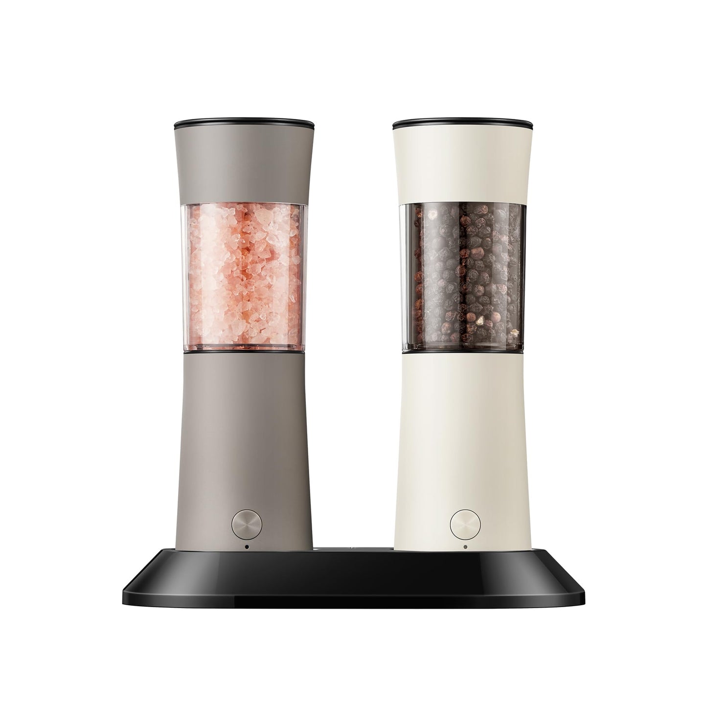 Electric Salt and Pepper Grinder Set, Stainless Steel Automatic Pepper Mill, Rechargeable with USB-C Charging Base, Gravity Activated One-Handed Operation, Dual LED Light, 2 Pack
