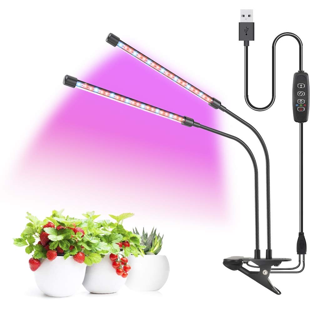 LED Plant Grow Lights for Indoor Plants 40 LED Full Spectrum Dual Head Plant Lights, 3 Switch Modes, 3,9,12H Timer, 9 Dimmable Brightness Growth Lamp for Indoor Succulent, Vegetables