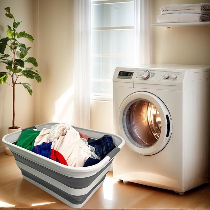 SAMMART Set of 2 Collapsible Plastic Laundry Basket