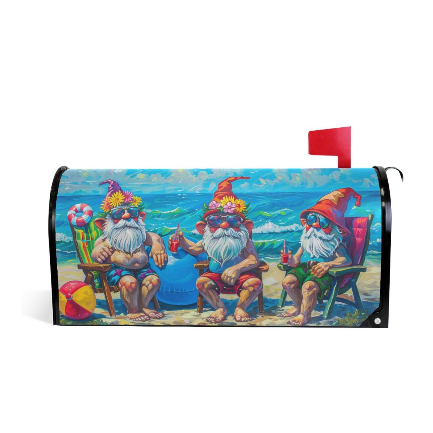 ALAZA Summer Gnomes Humor Magnetic Mailbox Cover Beach MailWraps Garden Yard Home Decor for Outside Standard Size-18"x 20.8"