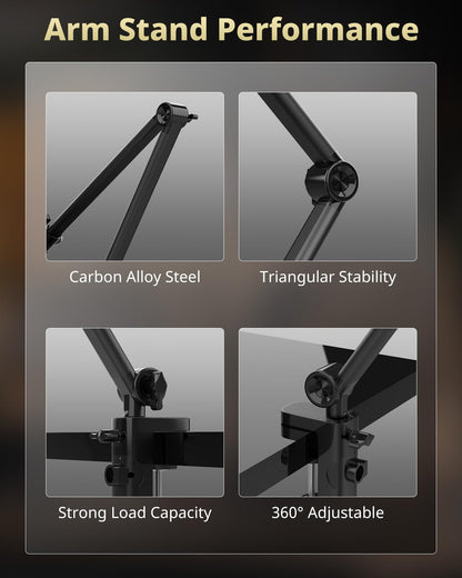 UBeesize 10" Key Light for Streaming, Desk Ring Light with Adjustable Arm, Zoom Lighting for Home Office, Gaming, Podcast, Video Calls, and Recording