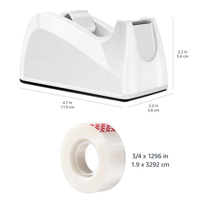 Amazon Basics Tape Dispenser with Refill Rolls - 3/4" x 1300" (36 yds), 16 Pack, Matte Finish